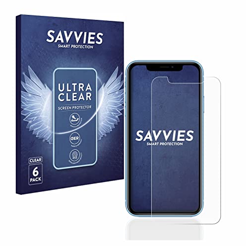 savvies Protector Pantalla para Apple iPhone XR / 11 (6 Unidades) Película Ultra Transparente