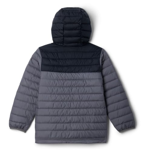 Columbia Jungen Powder Lite 2 Hooded Jacket Pufferjacke Mit Kapuze, Grau, 104 EU – Ansicht 2