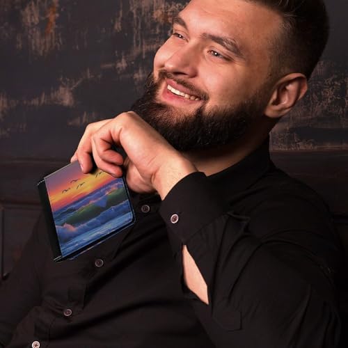Ocean Wave Birds Sunset Cute Slim Bifold Wallet for Men Stylish Front Pocket Purse with Card Holder Slots4