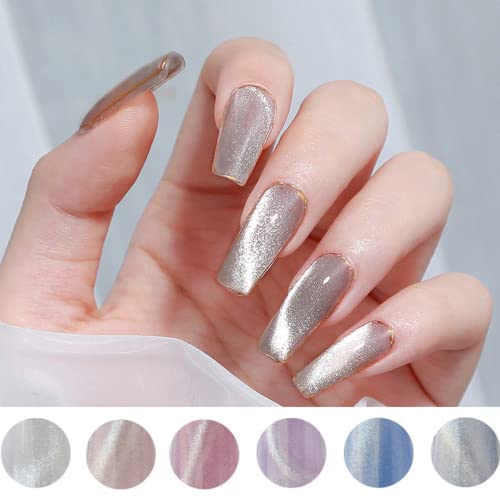 15Ml Cat Eye Silver Snowlight Uv Gel/ Velvet Magnetic Shining Smoothie Wide Crystal Manicure Uv Gel Polish/Ice Gel 6 Colors Magnet Gel (Purple) #TOP4