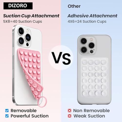 Image of DIZORO Double Sided Suction Phone Sticker,Silicone Grip Suction Phone Case Sticker,Sticky Phone Mount, Reusable Anti-Slip Strong Suction Grip Holder for Selfies & Videos(Pack of 1)(Grey)