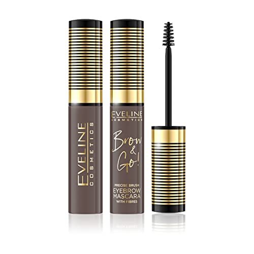 Eveline Cosmetics Brow & Go! Mascara per sopracciglia con fibre compattanti, 6 ml, n. 01 Luce