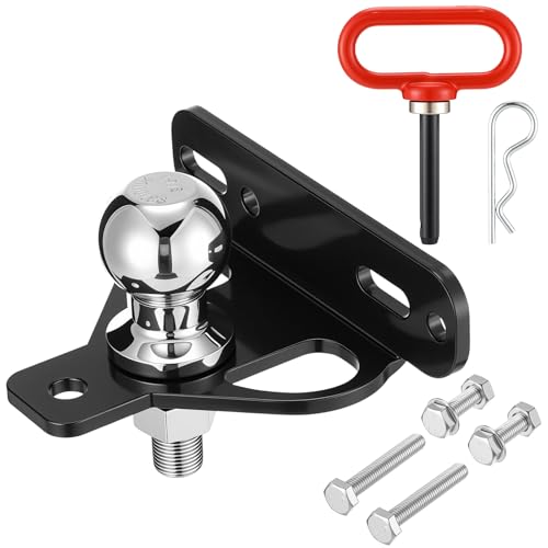 Otoolling Heavy Duty Zero Turn Lawn Mower Trailer Hitch, 1/4" (6mm) Thick Steel Construction, Includes Bolt Hardware and 2 Inch Hitch Ball and Pin, Universal Fit for 2.5"-5.0" Hole Centers