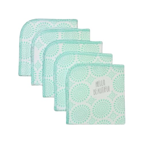 1 Ply Printed Cotton Flannel 12x12 Inches Paperless Towel Set of 5 Hello Beautiful - Proudly Made in the USA!
