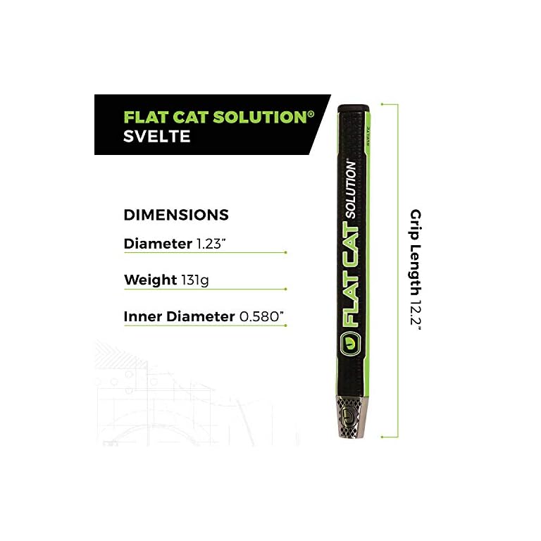FLAT CAT Solution Putter Grip Svelte, Weighted Grip Reduces The Yips, Oversized NonTapered Golf