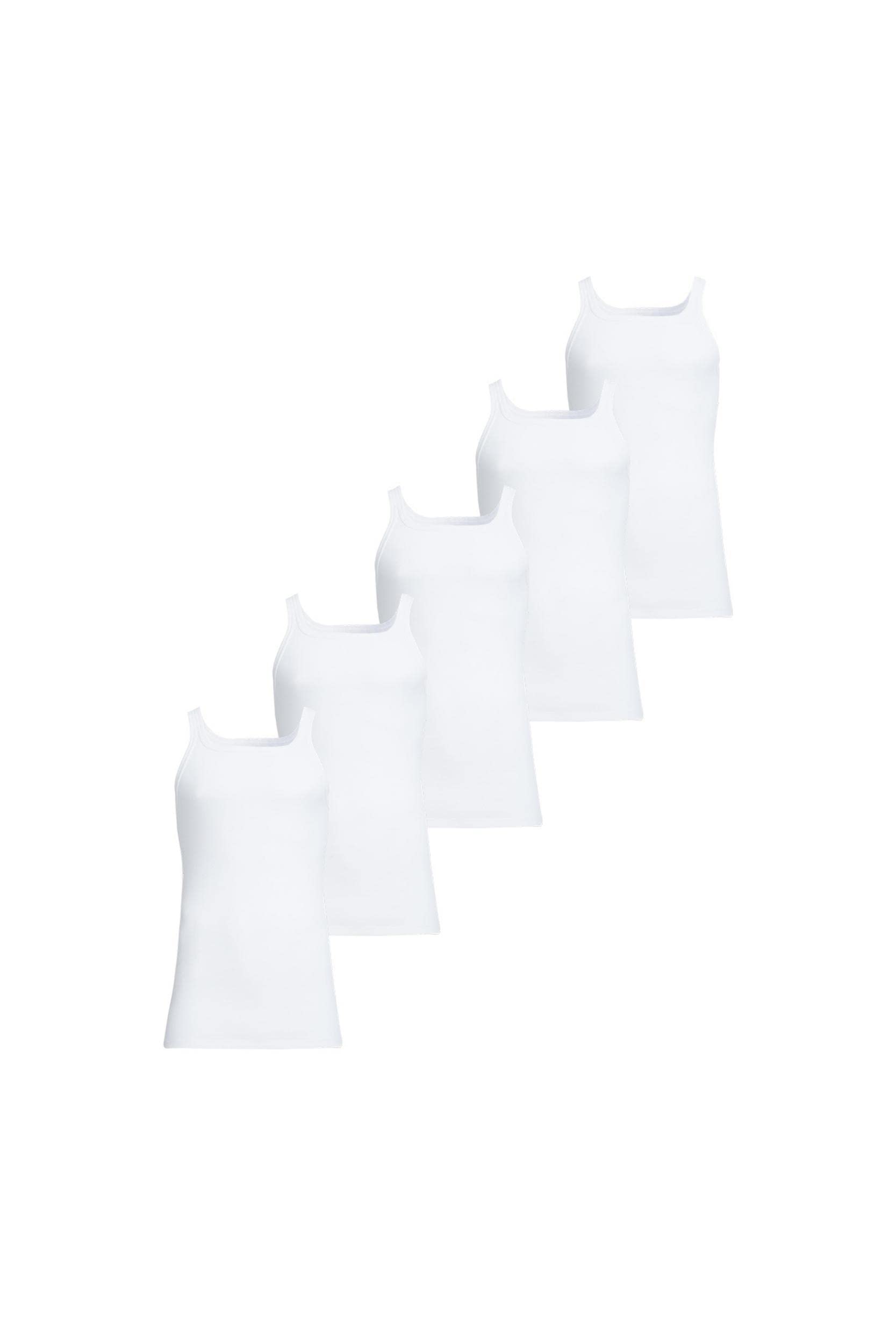 con-ta Conta Unterhemd 5er Spar-Pack, Unterwäsche für Herren, Achselhemd in Feinripp, klassisch bequemes Oberteil für Herren, aus 100% Baumwolle, weiß | Gr.: 5/M - 10/4XL