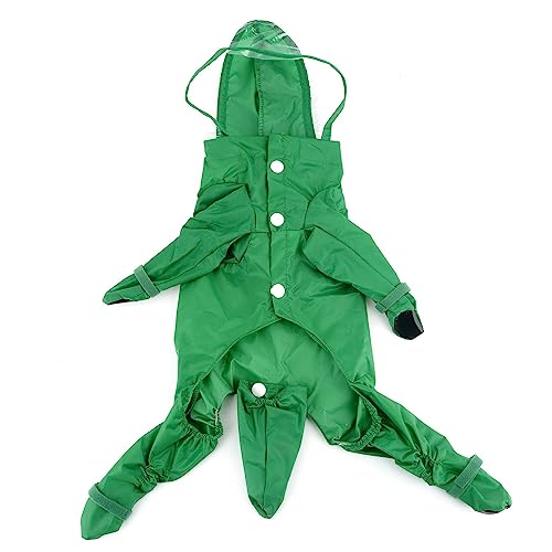 Zunea Waterproof Dog Raincoat with Legs for Small Dogs Puppy Hooded Rain Poncho Jumpsuit with Rain Boots Four-legged Slicker Rainwear with Hood Pet Rain Coat Rain Jacket Rain Gear Green M - Image 4