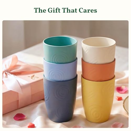 Homienly Plastic Cups Alternatives Unbreakable Drinking Glasses Wheat Straw Cup Sets for Kitchen Camping Party RV Stackable Water Tumblers Dishwasher Freezer & Microwave Safe 6 PCS (12OZ, Multi) - image 8