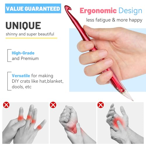 Image of Aeelike Crochet Hooks Set, 6.0mm-10.0mm Ergonomic Crochet Hooks with Long Floral Handle-Super Shinny and Unique for DIY Crfats Blnaket Sweaters, Ideal & Beautiful Gifts for Mothers Crocheting Lovers