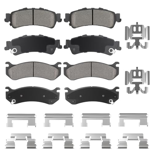 Front Ceramic & Rear Semi-Metallic Brake Pads Set for Chevy Silverado 1500 for GMC Sierra...