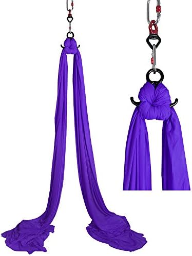 DASKING Premium Aerial Silks Equipment - Safe Deluxe Aerial kit (Dark Purple)