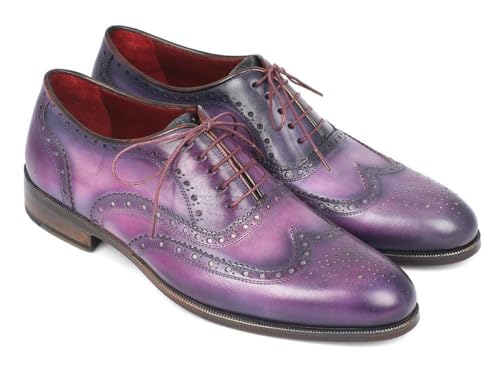 Oxfords Wingtip en peau de veau peinte à la main violet et bleu marine ID#743