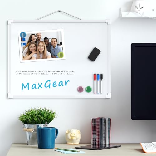maxgear double-sided dry erase board for wall 1634x1234 hanging whiteboard small dry erase white board with 3 markersamp4 magnets portable whiteboard for students - planning drawing memo to do list