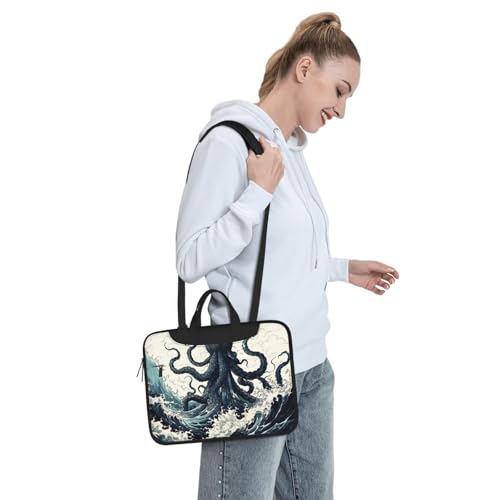 Bolso para portátil con diseño oceánico, negro, 13 pulgadas miniatura 7