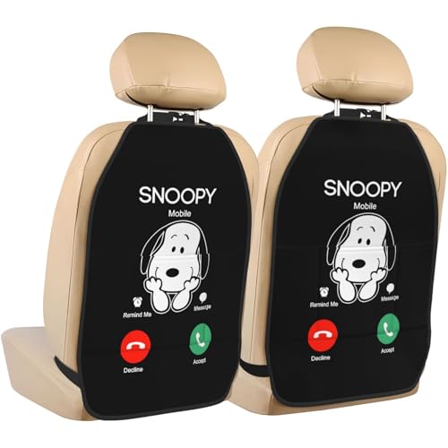 キックガード 車 2点セット スヌーピー (1) シートバックポケット 車用収納ポケット 後部座席 保護シート バック マット カー用品 汚れ防止 蹴り防止 取り付け簡単 多機能 防水 汎用