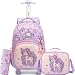 HTgroce 3-Teiliges Schulranzen mit Rollen Mädchen Einhorn, Ergonomisch Schulranzen Trolley inkl. Lunchtasche & Federmäppchen Grundschule Schultasche für Schule & Reisen