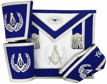 Blue Lodge Master Mason Apron Set Apron, Collar, Gauntlets (Cuffs)