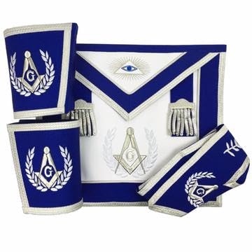 Precious MoonBlue Lodge Master Mason Apron Set Apron, Collar gauntlets (Cuffs)