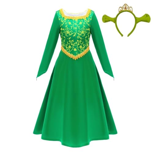 Dressy Daisy Toddler Girls Princess Ogre Halloween Costume Birthday Party Dress Up Green Gown with Ears & Crown Size 4T - 5T