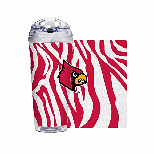 Image of Rico Industries NCAA Glitter 24oz Acrylic Glitter Tumbler with Hinged Lid, Officially Licensed Double Wall Tumbler with Straw