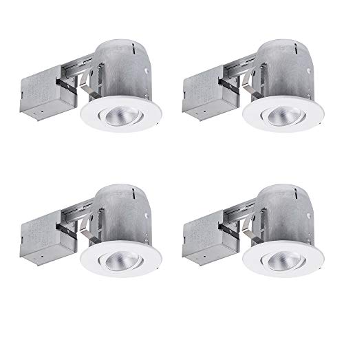 70% Off Discount Globe Electric 90957, 5" LED IC Rated Swivel Round Trim Recessed Lighting Kit, White, 4.25" Hole Size, 4-Pack
