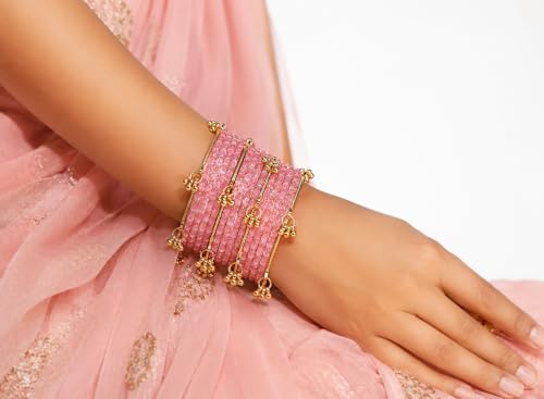 Image of Kashmiri Ghangharoo Glass Bangle Set for Women| Light Weight Bangles | Traditional Transparent Fancy Glass Chudi Set for Wedding, Party.