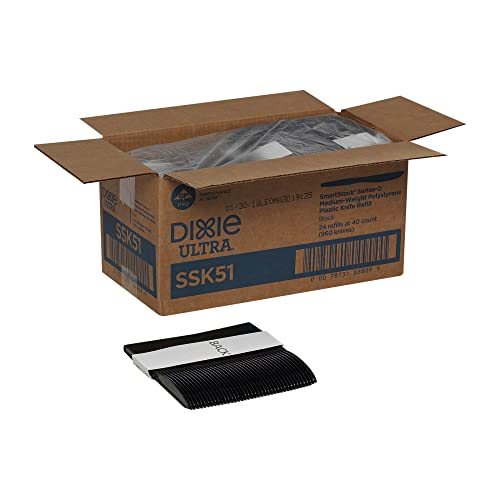 Dixie SSK51 SmartStock Plastic Cutlery Refill, Knives, Black, 40 Per Pack (Case of 24 Packs)