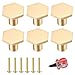 6 Pièces Boutons de Portes, Boutons Armoire Laiton, Boutons de Meuble Doré, Boutons de Tiroir de Commode, Hexagonal Monotrou Poignée pour Cuisine, Bureau, Placard, avec Tournevis - 22*18mm