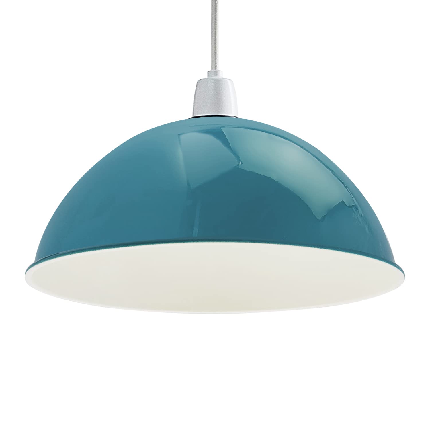 Modern Painted Ceiling Light Shade, Industrial Metal Lamp Shades, Non Electric Bulb Guard Vintage Lampshade for Kitchen, Living Room, Bedroom (Light Blue - 30cm Dome) — image 1