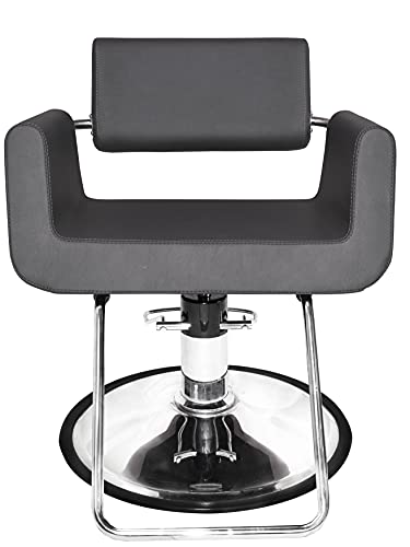 Chromium 'Brooklyn' Professional Styling Chair [2106] By Puresana, Rotates 360 Degrees, Premium Vinyl Seat, High Density Foam Cushions, Durable Steel Construction. (Gray) #TOP1