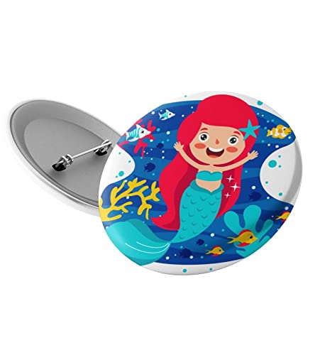 Pack of 6 Big size Mermaid Theme Button Badges|Decorate your Garments, Bags, Towels,Shoes|Mermaid theme return gifts for kids