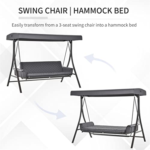 Walnut 3 Person Patio Swing Chair Bench Outdoor Convertible Hammock Bed W/Adjustable Canopy, For Porch,Backyard,Garde #TOP3