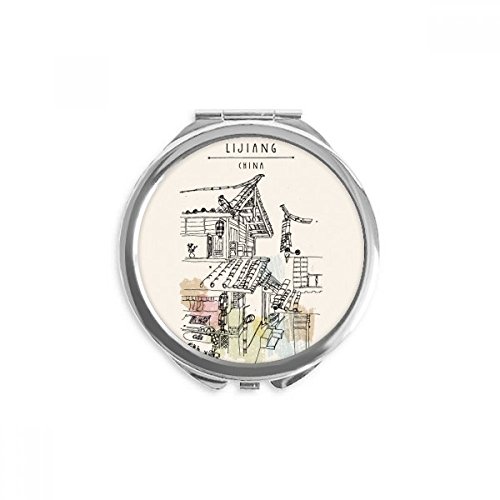 Miroir de poche Lijiang Chine, miroir rond portable de maquillage format 2,6 x 2,4 pouces