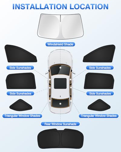 Image of Canvcle Sunshades for Mazda CX-90 2024-2025 2026 CX90 Accessories Windshield Sun Shade Side Rear Window Shade Cover Sun Visor Shield Privacy Protection Keep Vehicle Cool Black 8PCS
