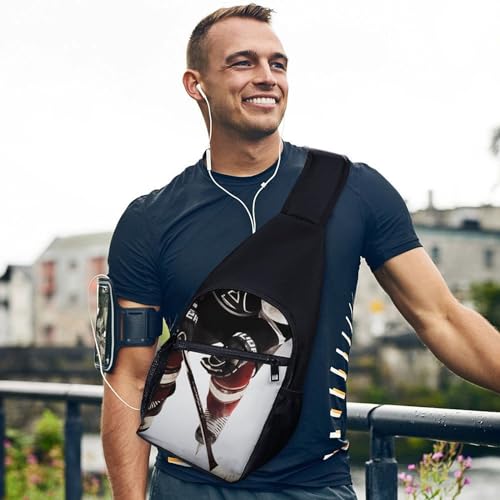 Bolso tipo sling pequeño para hombre y mujer patrón hockey miniatura 6