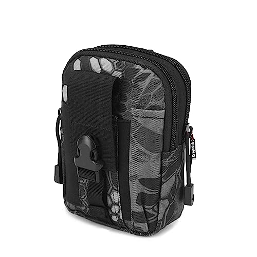 Image of Kraptick Multi-Purpose Water Resistant Waist Bag with Dual Compartment, Waist Bag Mobile Phone Holder, Waist Pack for Men, Women Camping Hiking Pouch (Stylish Black)