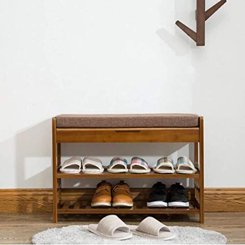 Étagère à chaussures bois massif banc de rangement entrée armoire