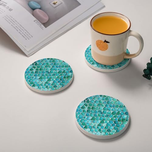 Dessous de verre diatomite bleu sarcelle et rose pastel - 3