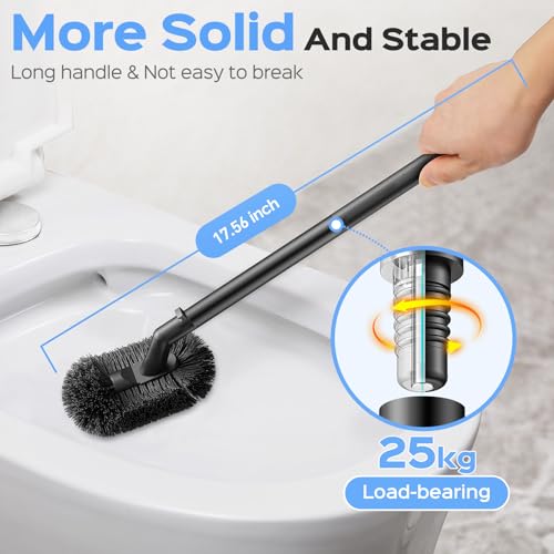 Image of HAMITOR Toilet Plunger and Brush Set, Stainless Steel Rustproof, 2 Pack | 2-In-1 Rustproof Combo With Curved Bristles, Deep Cleaning Unclogging in Apartment Bathrooms, Compact Hideaway Saves Space