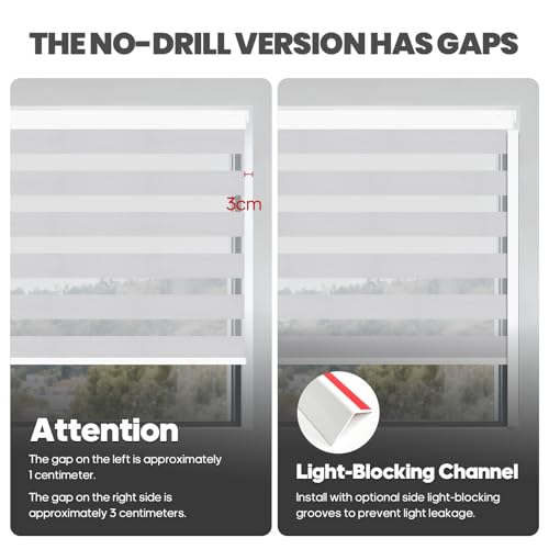 Image of No Drill Motorized Blinds with Remote,75% Blackout Electric Zebra Shades Light Filtering, Dual Layer Smart Automatic Zebra Blinds for Indoor Windows,Compatible with Alexa,Google,Gray,Custom Sizes