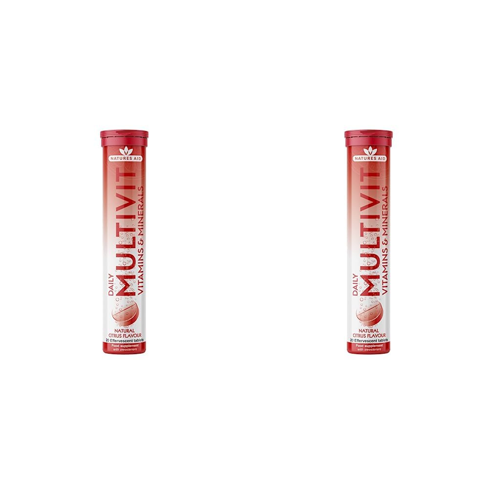 Natures AidDaily Multivitamin Effervescent, Natural Citrus Flavour, 20 Tablets (Pack of 2)