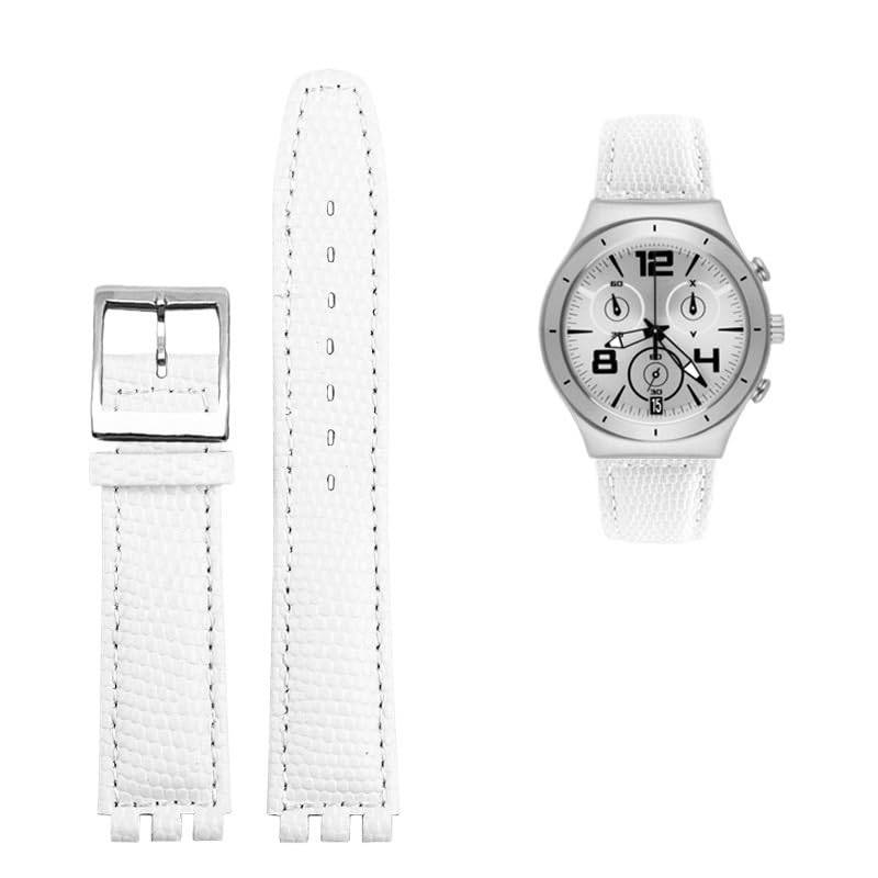 Bracelet en cuir blanc 17mm haute finition pour Swatch