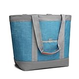 Awordo Insulated Cooler Bag Leakproof Thermal Insulation Collapsible Soft Sided Cooler Tote with Zippered, Reusable Cooler Bags for Grocery Shopping, Blue