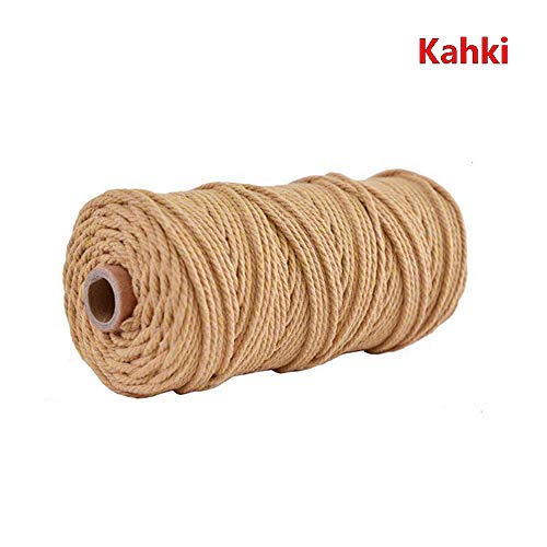 Greenpromise - Cuerda de algodón de 3 mm de Color Beige Trenzada para Manualidades y macramé, 100 Metros
