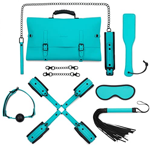 Skandal Kit de BDSM, Cuero Vegano y Neopreno, Hipoalergénico, Fácil Limpieza (Turquesa)