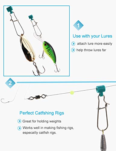 Facikono Fishing Line Sinker Slides Catfishing Rig, Saltwater Heavy Duty Sinker Weights Connector With Duo Lock Snaps #TOP3
