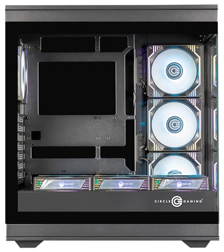 Image of Circle Thrillux Mid-Tower Gaming Cabinet - Black | Supports ATX, M-ATX, ITX | Reverse Connector Motherboard Compatible | 3X Side, 3X Bottom, 1X Rear 120MM ARGB Fans with Infinity Mirror