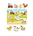 Wooden Puzzles Farm Chunky Baby Puzzles Peg Board, Full-Color Pictures for Preschool Educational Jigsaw Puzzles, 7Pieces