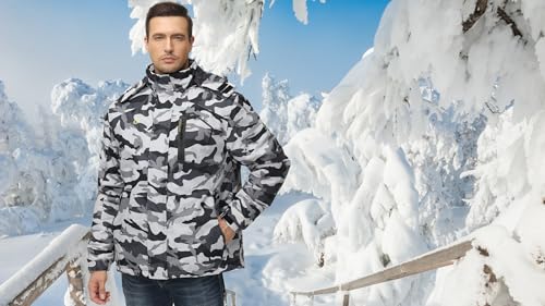 Image of QPNGRP Mens Waterproof Fleece Ski Jacket Windproof Winter Snow Coat