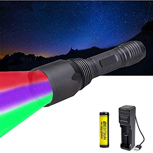 Rouge Vert UV LED Chasse Torche Cerf Sang Tracker Lumière Rouge Vision Nocturne Vert Lumières Noir Lumière Tactique 3 Couleurs en 1 lampe de Poche pour la Chasse de Nuit